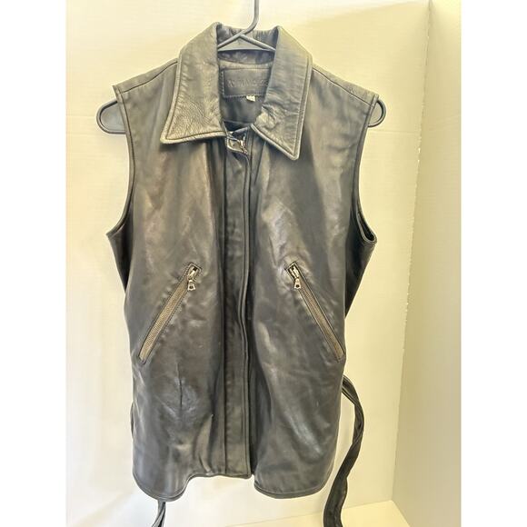 John Michael Designer Black 100% Soft Leather Woman's Vest Size XS - Picture 3 of 16